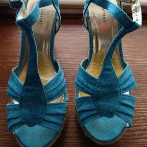 Turquoise wedge sandals